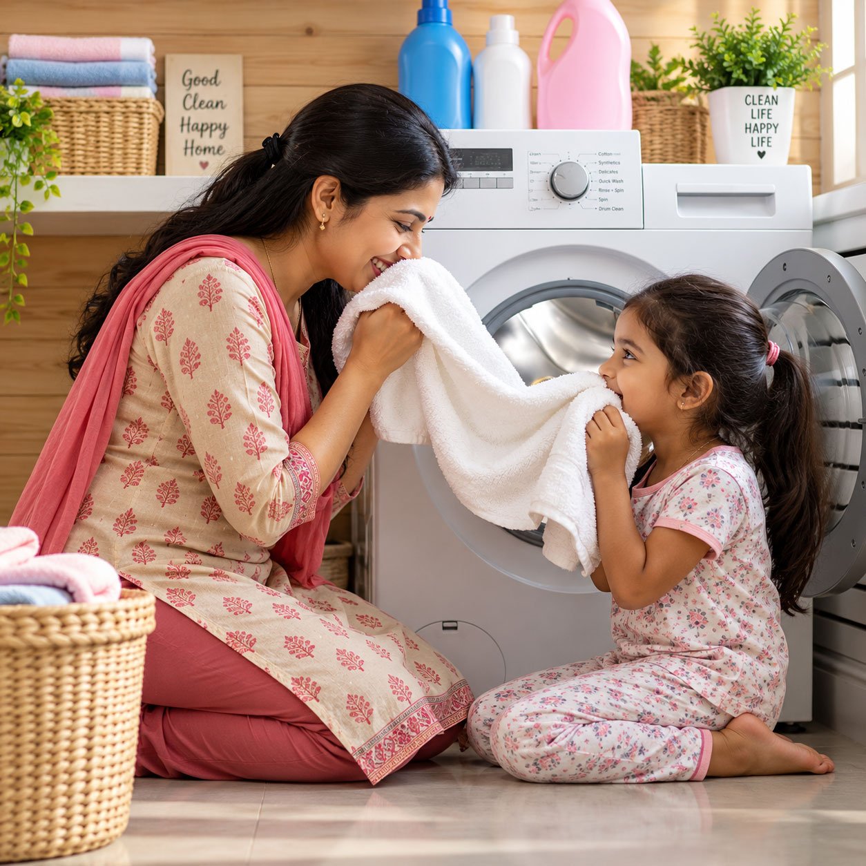 Indian family enjoying soft water
