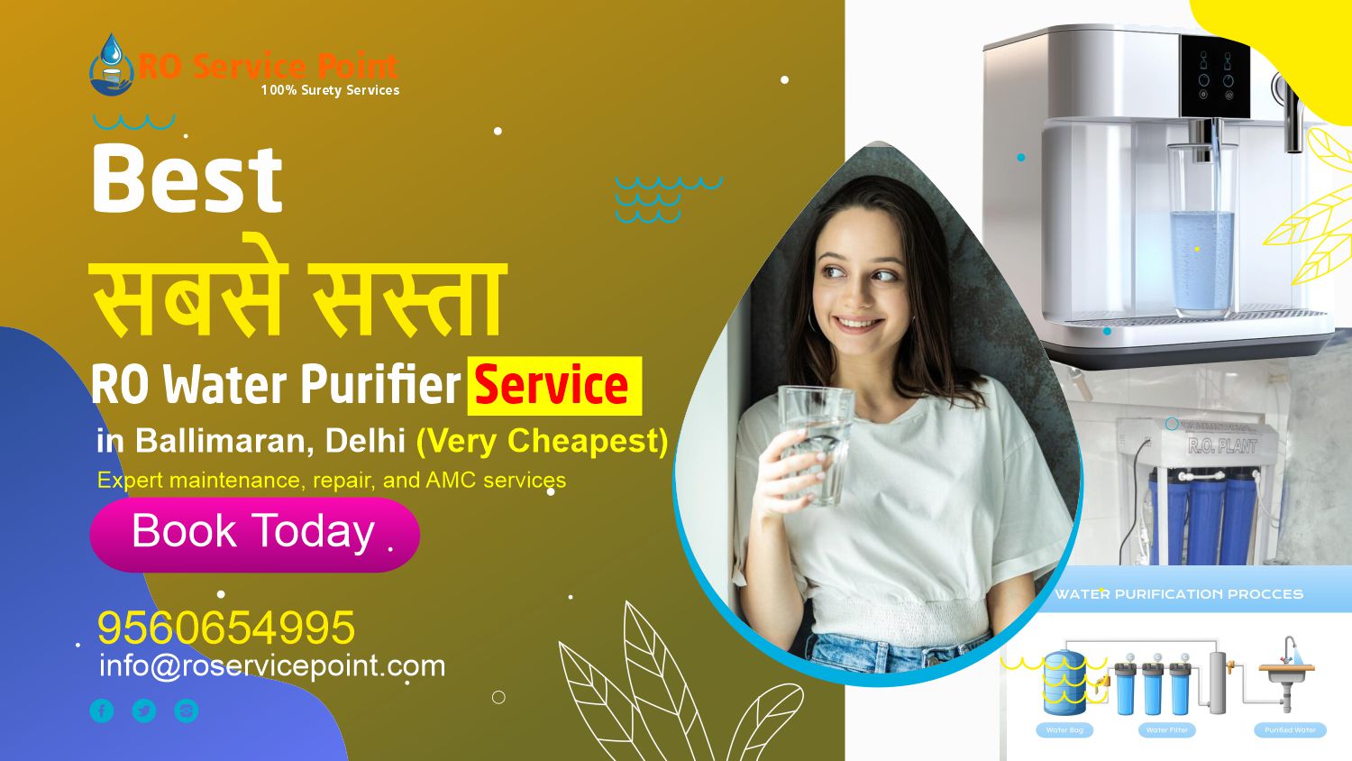 RO Water Purifier Service in Ballimaran, Delhi