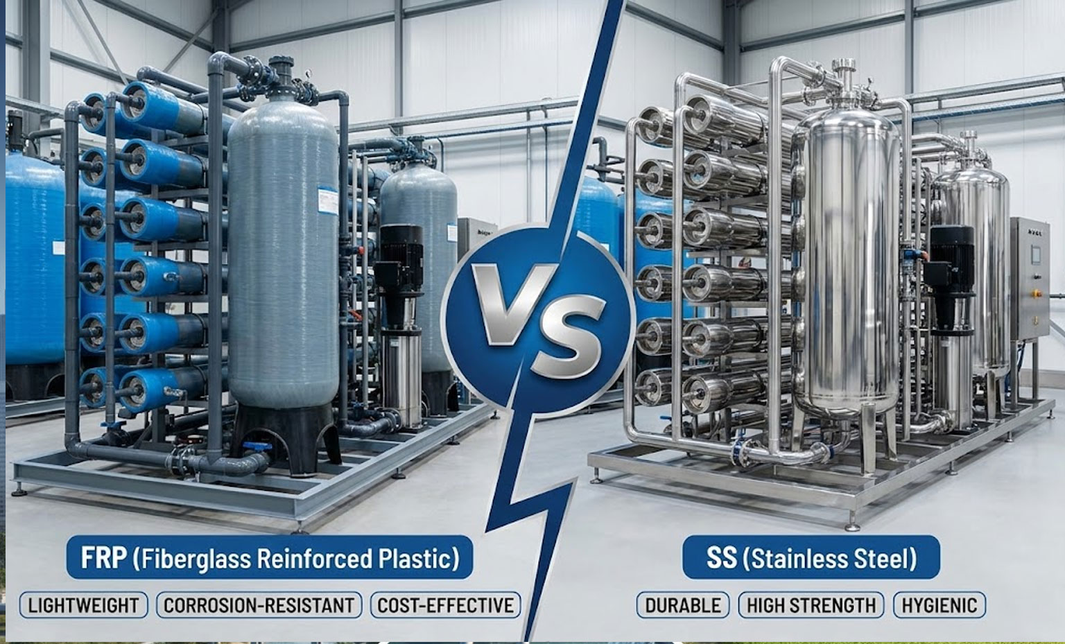 FRP vs SS Industrial RO Plants