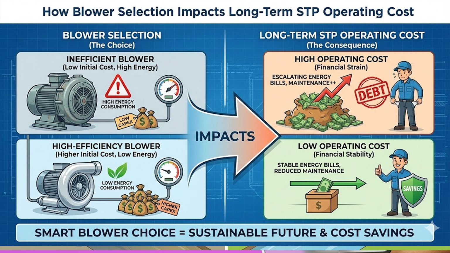 How Blower Selection Impacts Long-Term STP Operating Cost