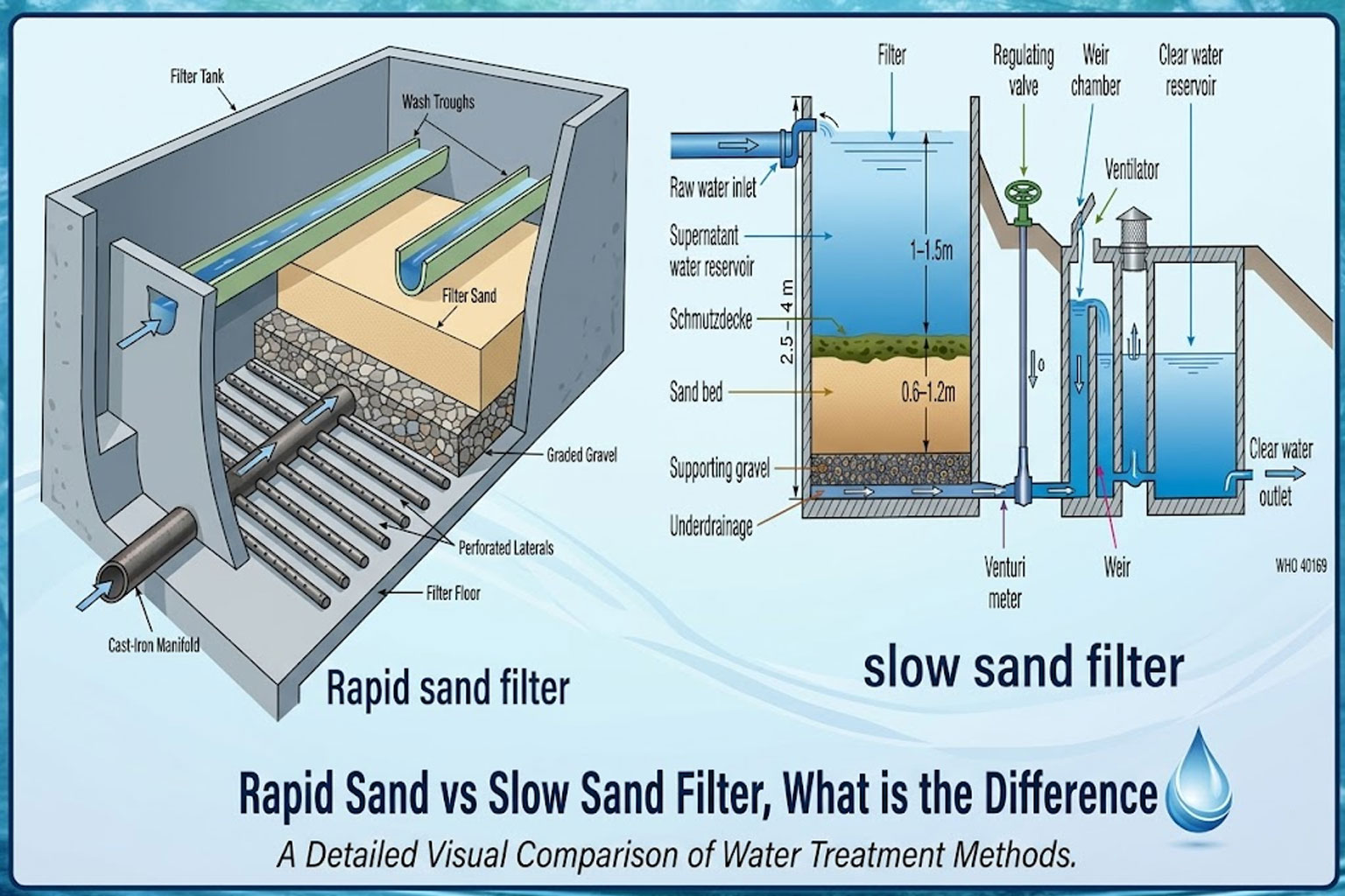 Difference Between Rapid Sand Filter and Slow Sand Filter