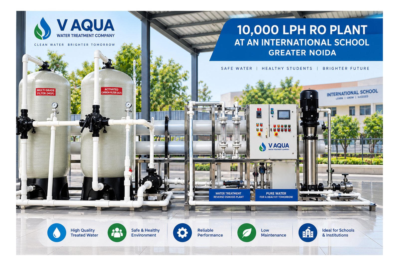 10,000 LPH RO Plant Installation at an International School, Greater Noida