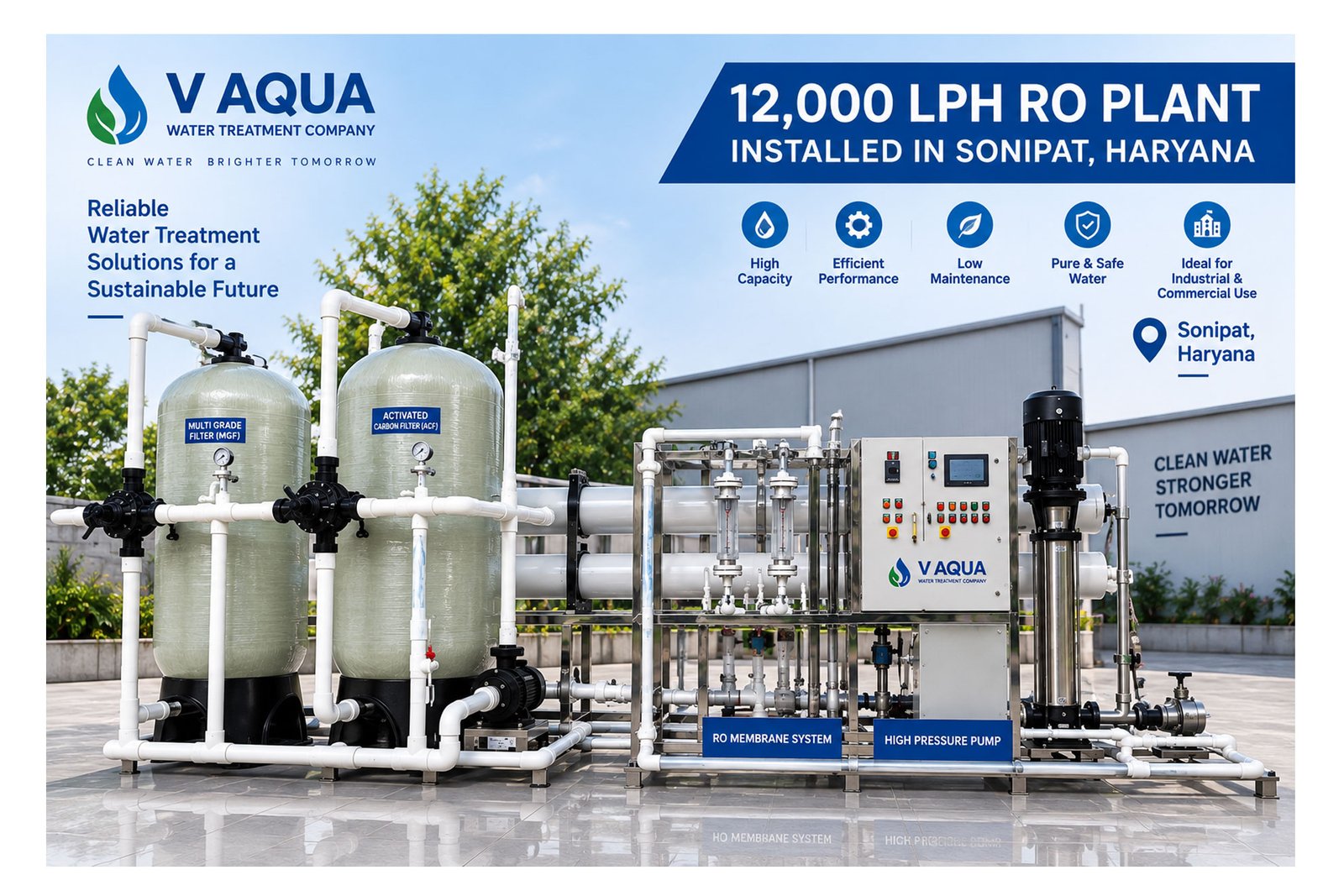 12000 LPH RO Plant installed in Sonipat
