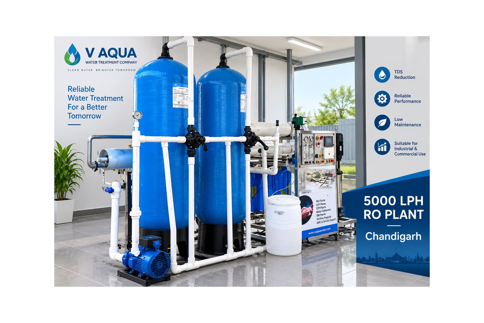 5000 LPH RO Plant installation in Chandigarh by V Aqua