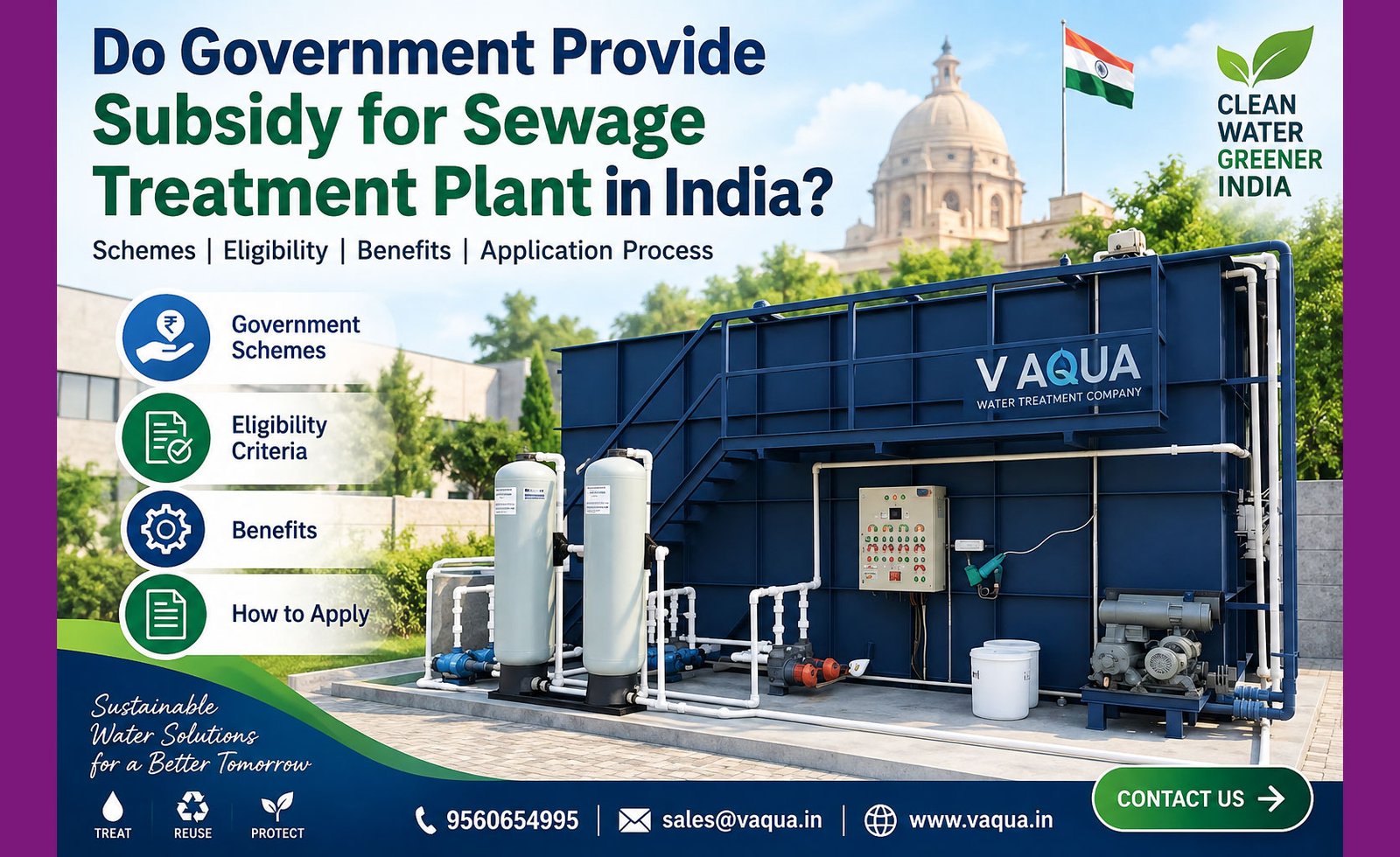 government subsidies for sewage treatment plants in India