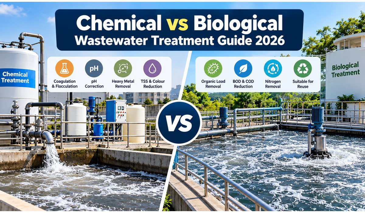 Compare chemical vs biological wastewater treatment
